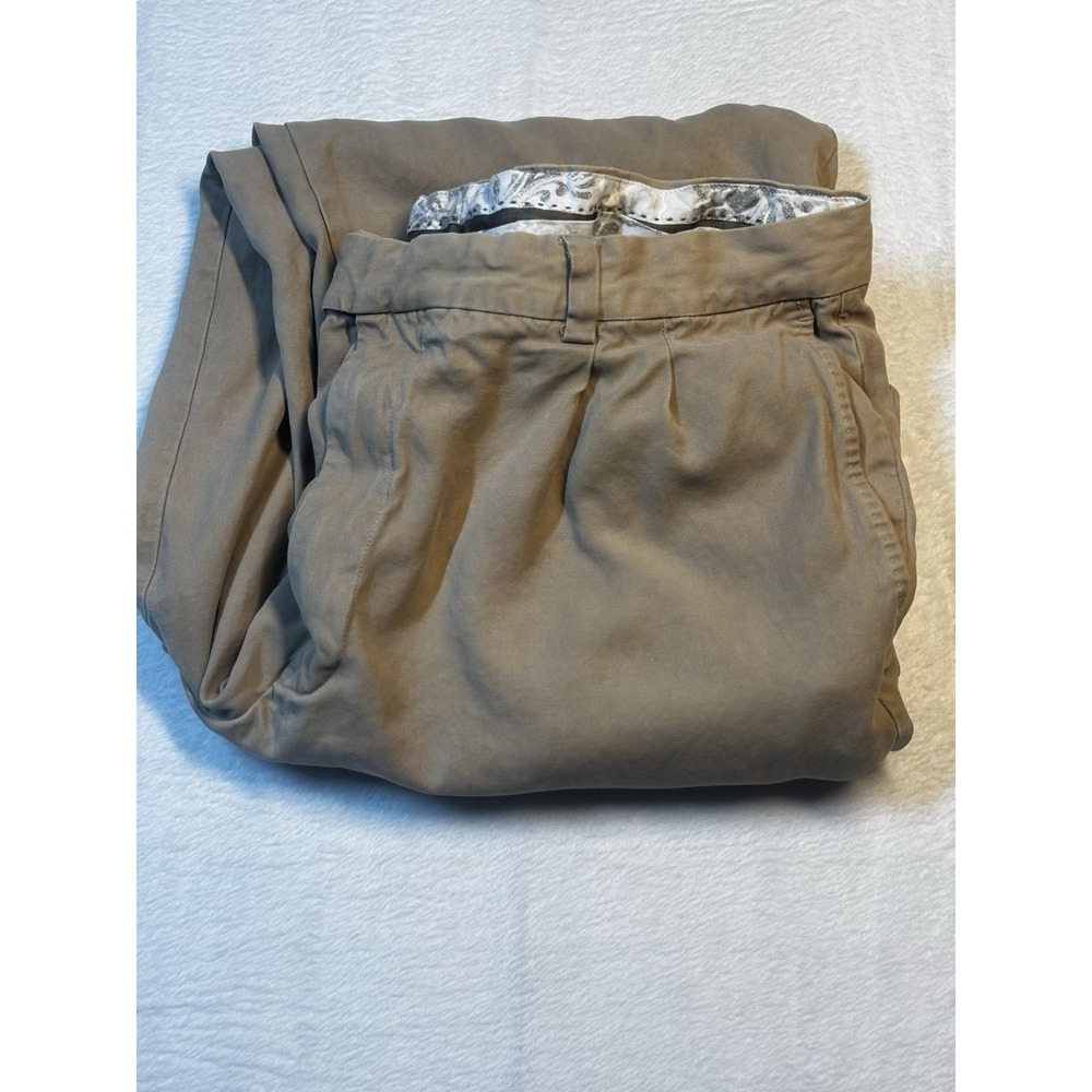 Tommy Bahama Pants Mens 38x28 Khaki Silk Blend Pleated Dress Trousers Relaxed